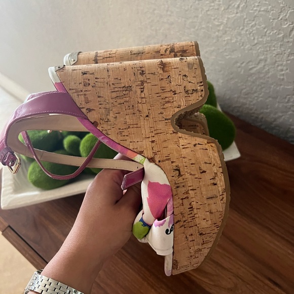 Jimmy Choo Multi-color Purple Gleam Printed Cork Sandals Size 36 - Picture 4 of 5